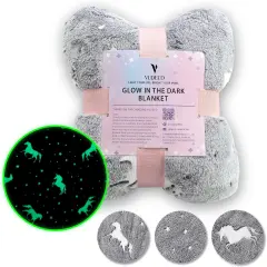 VUDECO Glow in The Dark Blanket for Kids 50 x 60 inches Grey