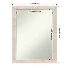 Petite Bevel Wood Wall Mirror, Hardwood Narrow Frame Hardwood Whitewash Narrow