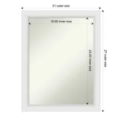 Amanti Art Non-Beveled Wood Wall Mirror, Blanco White Frame