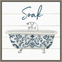 Cottage Bath II by Wild Apple Portfolio 16-in. W x 16-in. H. Canvas Wall Art Print Framed in Grey