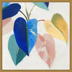 Bright Mood I (Leaves) by Isabelle Z 16-in. W x 16-in. H. Canvas Wall Art Print Framed in Gold