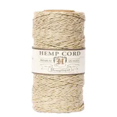 Hemptique 1mm #20 Metallic Hemp Cord Spools Jewelry Bracelet Making Crafting Scrapbooking Bookbinding Mixed Media Crocheting Macrame Gift Wrapping Natural gold