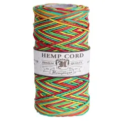 Hemptique 1mm #20 Variegated Hemp Cord Spools Eco Friendly Sustainable Naturally Grown Jewelry Bracelet Making Paper Crafting Scrapbooking Bookbinding Mixed Media Crocheting Macrame Seasonal Holiday Gift Wrapping Outdoor Gardening Rasta