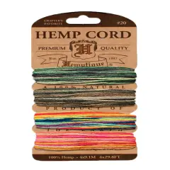 Hemptique 1mm #20 Variegated Metallic & Glitter Hemp Cord Card Set Eco Friendly Sustainable Naturally Grown Jewelry Bracelet Making Paper Crafting Scrapbooking Bookbinding Mixed Media Crocheting Macrame Seasonal Holiday Gift Wrapping Outdoor Garden Variegated festival