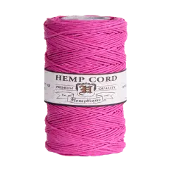 Hemptique 1mm #20 Hemp Cord Spools Jewelry Making Macrame Crochet Crafting Gift Wrapping Bright pink