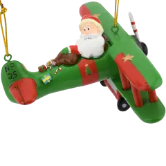 Large 6" Funny Aviator Santa Flying Plane Losing Presents Ornament