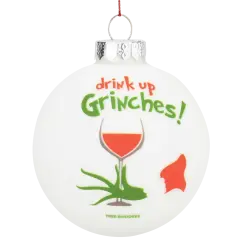Tree Buddees Drink Up Grinches! Funny Wine Glass Bulb Ornament