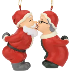 Kissing Claus' Cute Magnetic Set of 2 Kiss Christmas Ornaments
