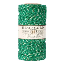 Hemptique 1mm #20 Metallic Hemp Cord Spools Jewelry Bracelet Making Crafting Scrapbooking Bookbinding Mixed Media Crocheting Macrame Gift Wrapping Green gold