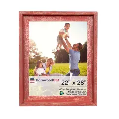 Rustic Farmhouse Signature Series 22 in. x 28 in. Reclaimed Wood Picture Frame Red