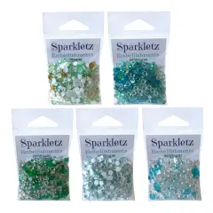 Buttons Galore Sparkletz&reg; Embellishments Bundle, Iridescent Diamonds, Half Pearls, Sequins & Seed Beads Ocean - 50 Grams