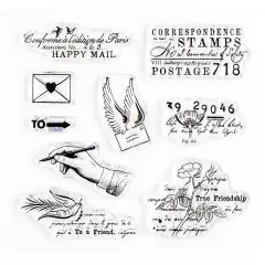 Happy Mail Small Clear Stamp Set 4x4 inch by Wintertime Crafts