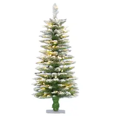 Perfect Holiday Pre-Lit Pencil Flocked Tree