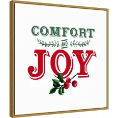 Comfort and Joy Holly Berry by Amanti Art Portfolio 22-in. W x 22-in. H. Canvas Wall Art Print Framed in Gold