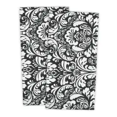 DII Black Damask Dishtowel (Set of 2)