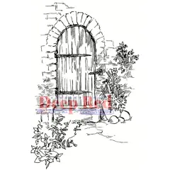 Deep Red Stamps Garden Doorway Rubber Stamp 2 x 3inches