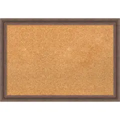 Natural Cork Board (26 in. x 18 in.), Distressed Rustic Brown Wood Frame - Bulletin Board, Organization Board, Pin Board