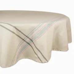 DII Gray French Stripe Tablecloth 70 Round