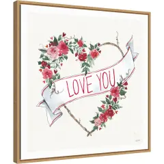 Love You I by Anne Tavoletti 22-in. W x 22-in. H. Canvas Wall Art Print Framed in Natural