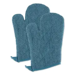 STORM BLUE TERRY OVEN MITT SET/2