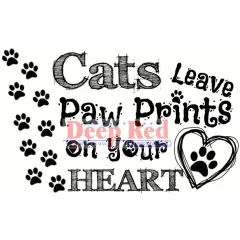Deep Red Stamps Cat Prints Rubber Stamp 3.2 x 2 inches