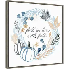 Azure Autumn I by Grace Popp 22-in. W x 22-in. H. Canvas Wall Art Print Framed in Grey