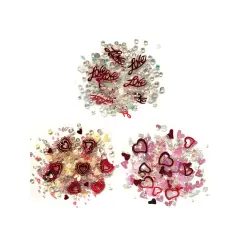 Buttons Galore Sparkletz&reg; Embellishments Bundle, Iridescent Diamonds, Half Pearls, Sequins & Seed Beads Valentine's Day - 30 Grams