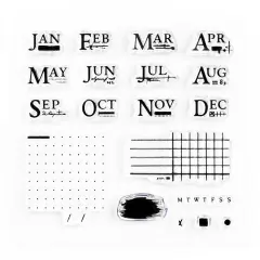 Monthly Notes Small Clear Stamps 4x4 inch by Wintertime Crafts