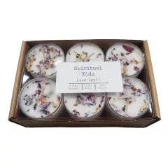 Love Spell Natural Soy Wax Tealights 12 Count Hand Poured with Fragrant/Essential Oils & Dried Flowers | Floral Scent | Wedding Favors |