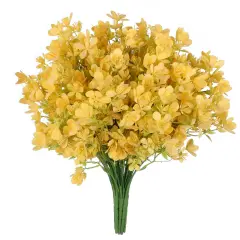 Grand Verde Myosotis Artificial Flowers Real Touch Plastic Faux Bouquets Fake Floral Greenery Stems - 10pcs Bulk Yellow