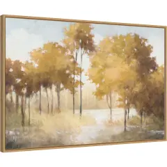 Autumn Lake Gold by Julia Purinton 33-in. W x 23-in. H. Canvas Wall Art Print Framed in Natural