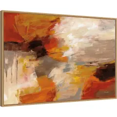 Falling Leaves by Silvia Vassileva 33-in. W x 23-in. H. Canvas Wall Art Print Framed in Natural