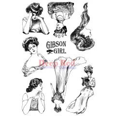 Deep Red Stamps Gibson Girls Collection Rubber Cling Stamp 4 x 6 inches