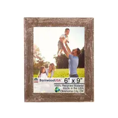 Rustic Farmhouse Standard 6 in. x 9 in. Tabletop Reclaimed Wood Picture Frame Brown
