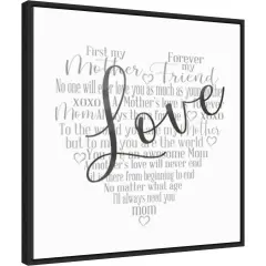 Mother's Day Heart Love by Cynthia Coulter 22-in. W x 22-in. H. Canvas Wall Art Print Framed in Black