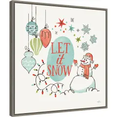 Retro Christmas V by Janelle Penner 22-in. W x 22-in. H. Canvas Wall Art Print Framed in Grey