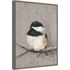 Winter Bird IV by Jade Reynolds 18-in. W x 24-in. H. Canvas Wall Art Print Framed in Grey