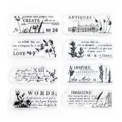 Floral Words Small Clear Stamps 4x4 inch by Wintertime Crafts