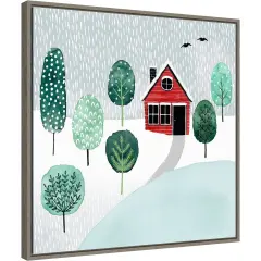 Christmastown II by Grace Popp 22-in. W x 22-in. H. Canvas Wall Art Print Framed in Grey