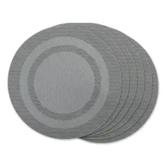 DII Gray Round PVC Doubleframe Placemat 6 Piece