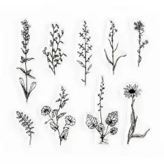 Vintage Plants and Flowers Small Clear Stamps 4x4 inch by Wintertime Crafts