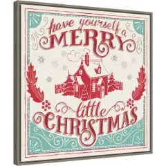 Merry Little Christmas V by Janelle Penner 22-in. W x 22-in. H. Canvas Wall Art Print Framed in Grey