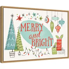 Merry and Bright Christmas Tree by Janelle PennerCanvas Wall Art Print Framed Natural