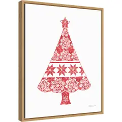 Nordic Holiday Christmas Tree by Beth Grove 16-in. W x 20-in. H. Canvas Wall Art Print Framed in Natural