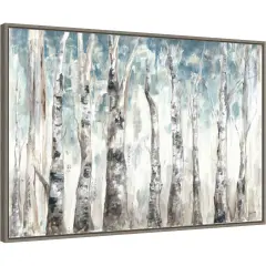 Winter Aspen Trunks Blue by Tre Sorelle Studios 33-in. W x 23-in. H. Canvas Wall Art Print Framed in Grey