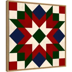 Christmas Barn Quilt IV by Victoria Barnes Canvas Wall Art Print Framed Sylvie Maple