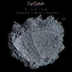 Premium Pigment Powder 50g | Authentic Unique & Bright Pearlescent Metallic and Neon Colors | Especially Formulated for Artwork, Resin, Slime, Plasticine and more by Ezgi Sertcetin Metallic silver