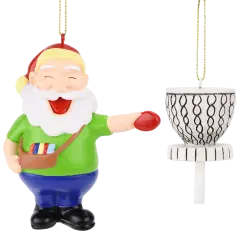 Santa Frisbee Disc Golf Christmas Ornament 2 Piece Set