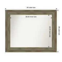 Amanti Art Non-Beveled Wood Wall Mirror, Alexandria Greywash Frame