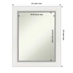Amanti Art Non-Beveled Wall Mirror, Eva Black Silver Frame Eva White Silver